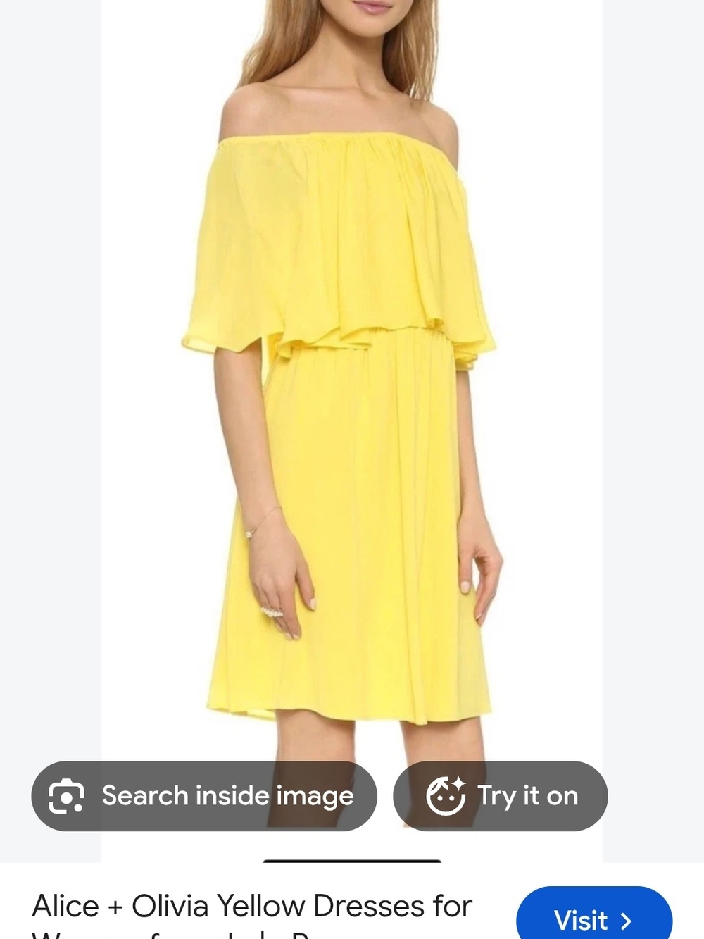 Alice + Olivia Sunny Yellow Off-Shoulder Midi Dress